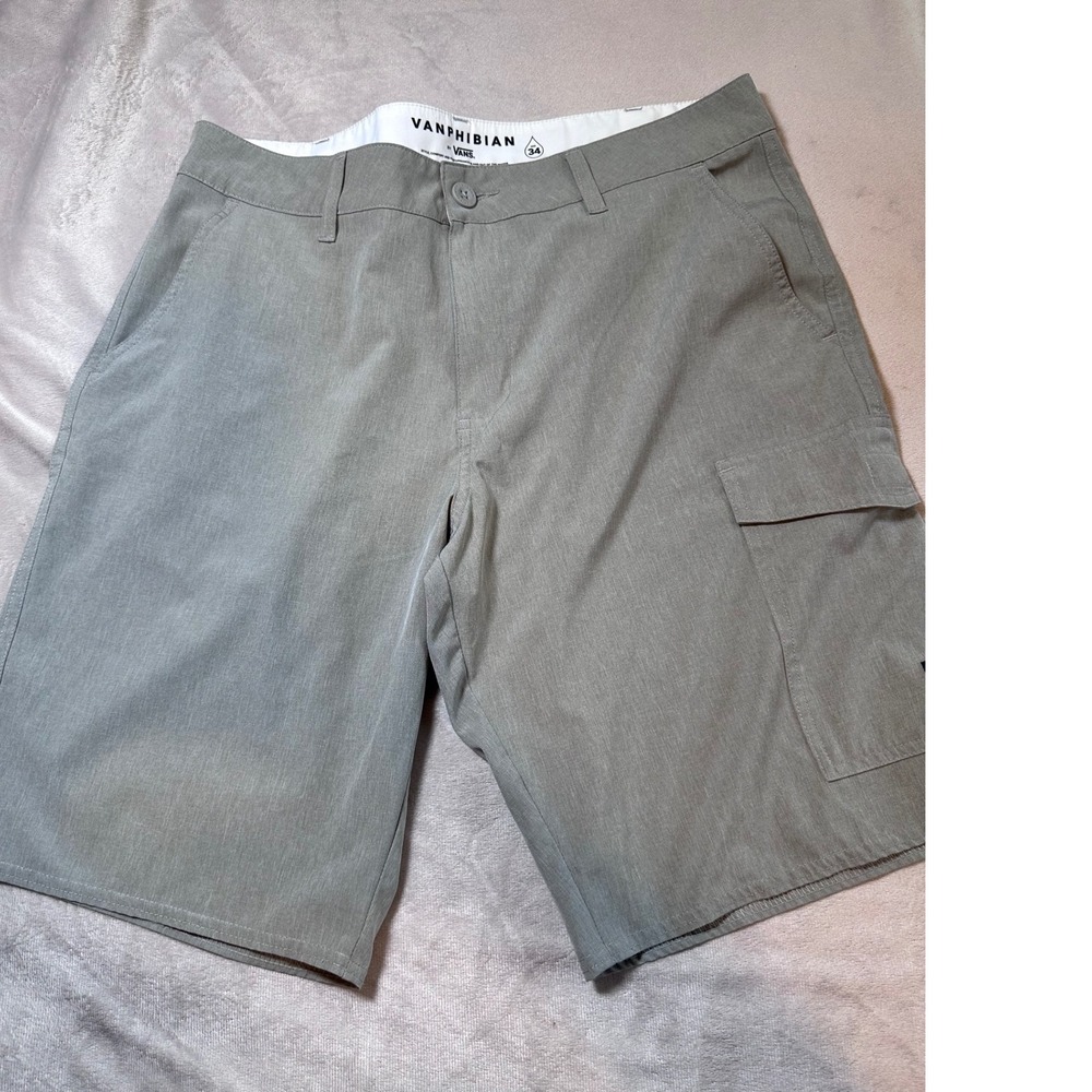 Vans Vanphibian Mens 34 Gray Hybrid Cargo Board Shorts Quick Dry Stretch Surf